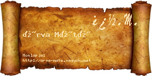 Árva Máté névjegykártya