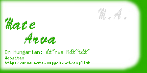 mate arva business card